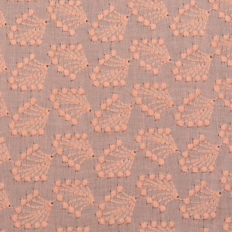 Peach Allium Embroidered Hakoba Fabric