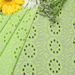 Green Leaves Embroidered Premium Cotton Fabric