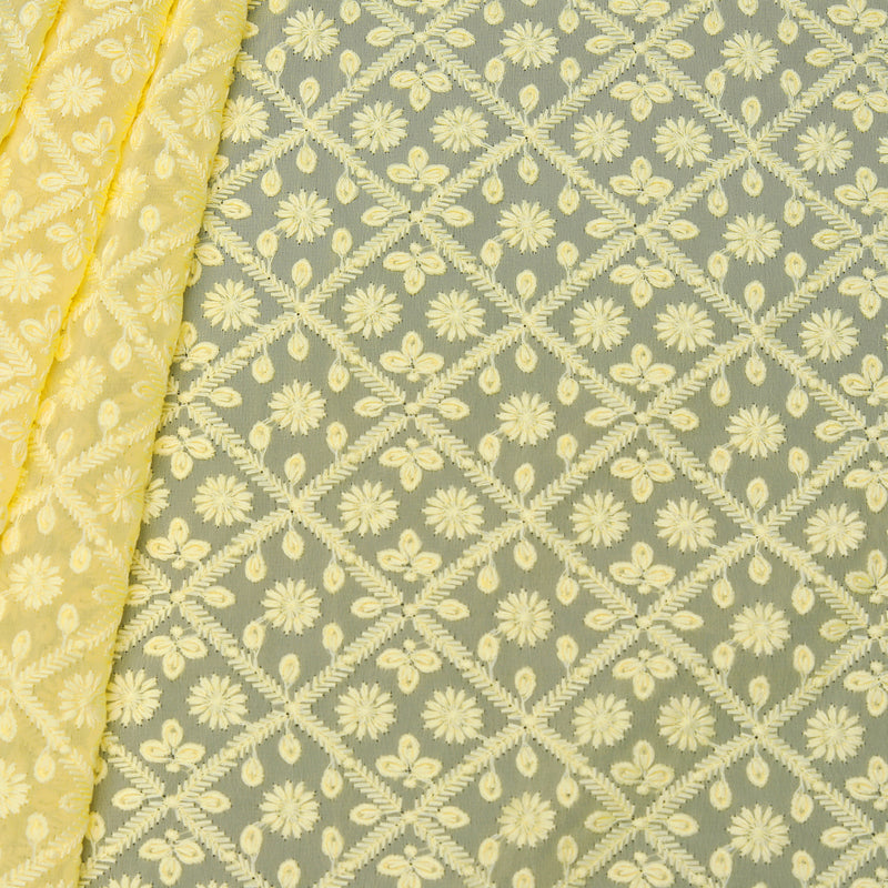 Jaal Yellow Georgette Fabric