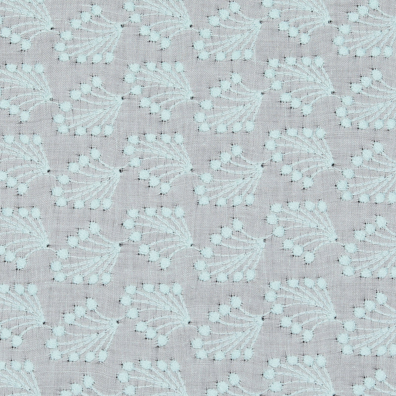 Aqua Allium Embroidered Hakoba Fabric