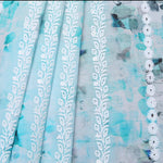 Aqua Floral Abstract Hakoba Fabric