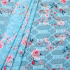 Blue Flower Printed Embroidered Georgette Hakoba Fabric