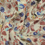 Blue&Red Print Embroidered Hakoba Fabric