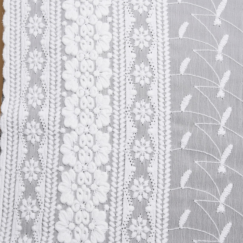 Coral Embroidered White Hakoba Saree