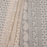 Cream Kairi Embroidered Georgette Hakoba Fabric