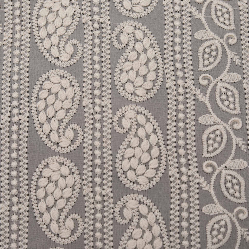 Cream Kairi Embroidered Georgette Hakoba Fabric