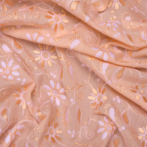 Dark Peach Dual Tone Flea Hakoba Fabric