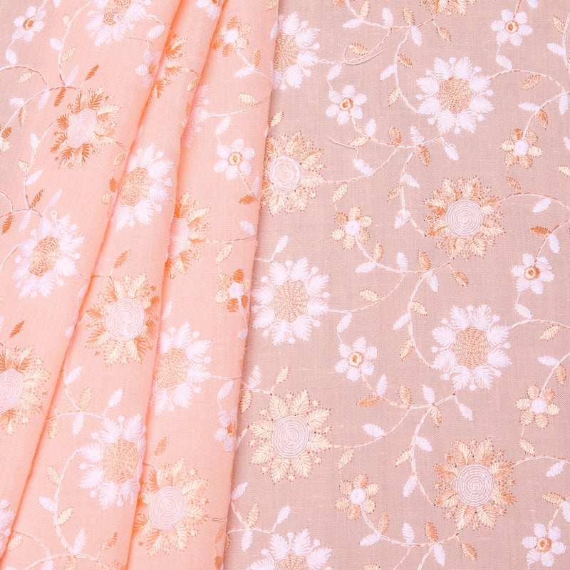 Dual Tone Peach Floral Hakoba Fabric