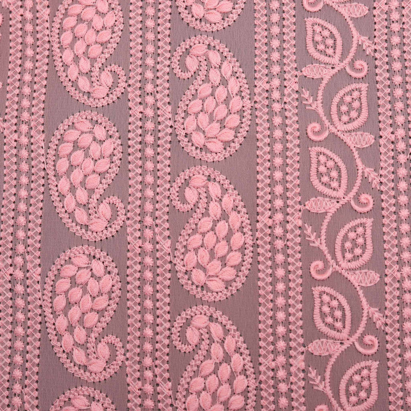 Deep Blush Kairi Embroidered Georgette Hakoba Fabric