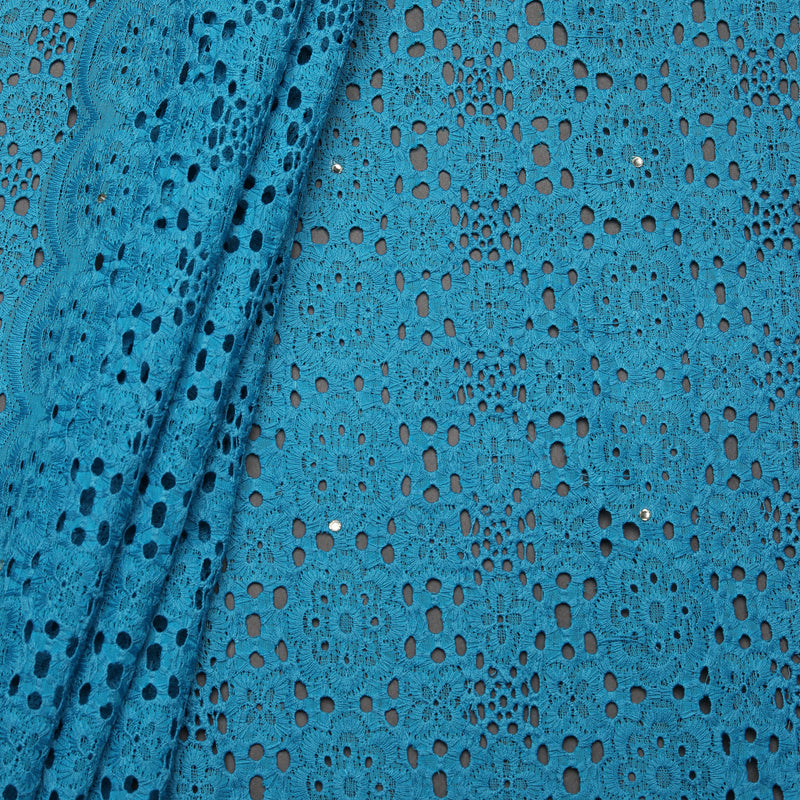 Eastern Blue Premium Cotton Schiffli Fabric