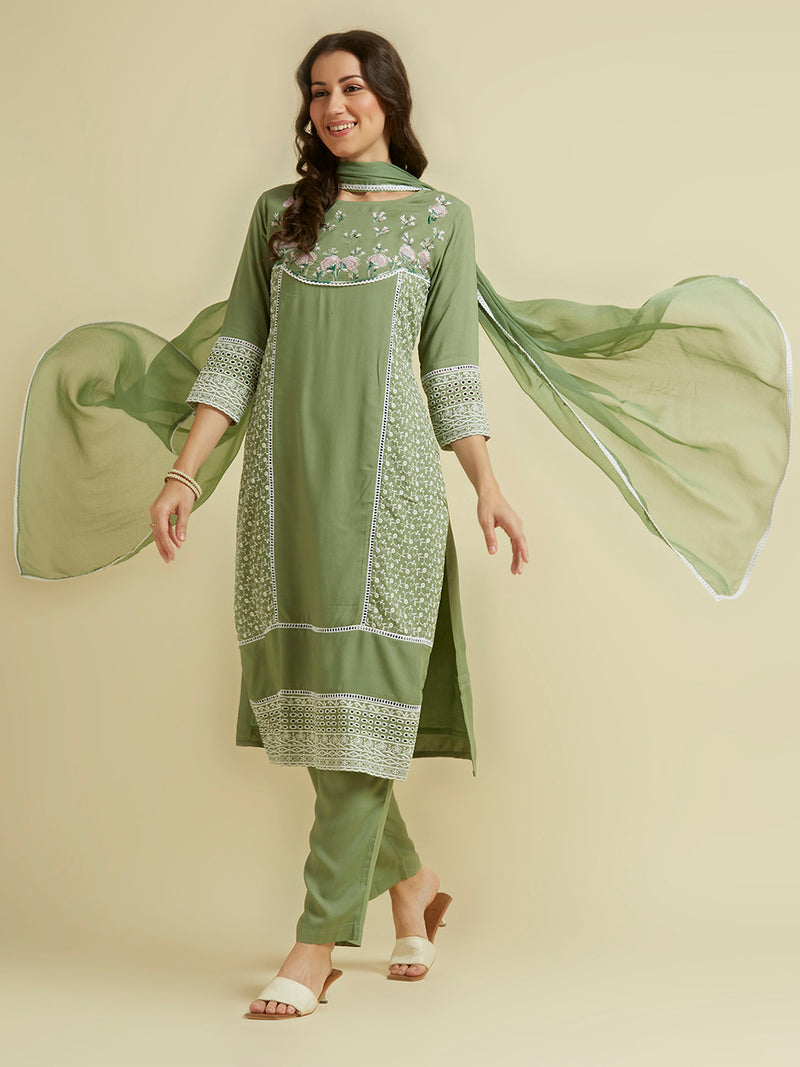 GREEN SHIA HAKOBA KURTA SET