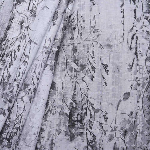 Grey Leaves Absract Print Hakoba Fabric