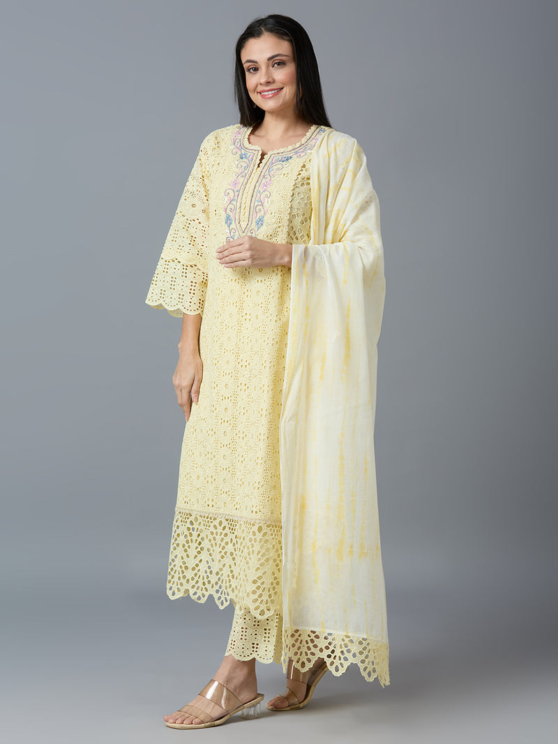 HAKOBA LUXE KIARA CREAM KURTA SET