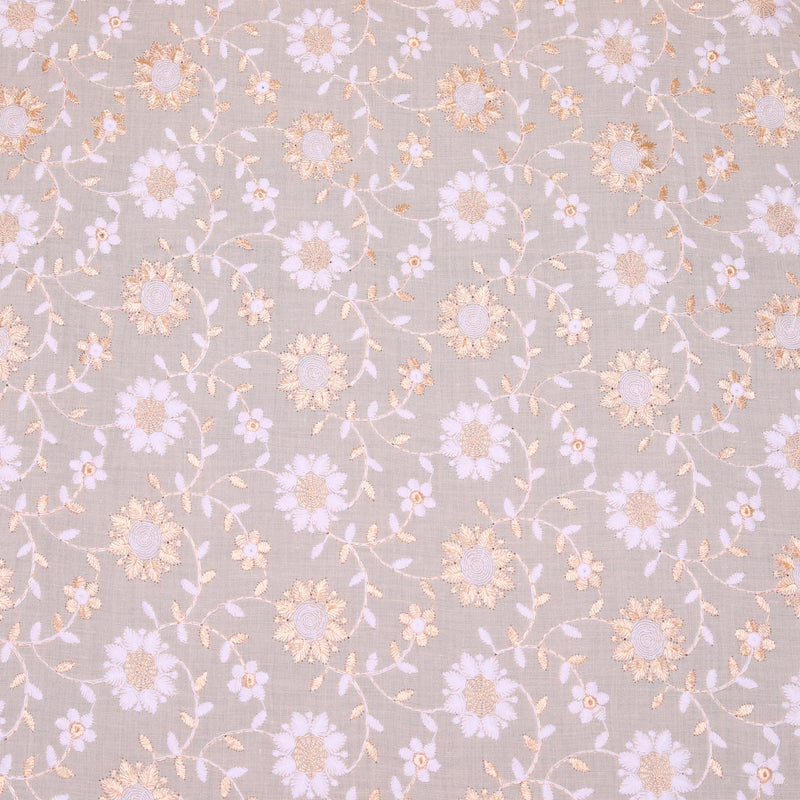 Light Peach Dual Tone Floral Hakoba Fabric