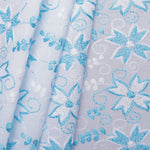 Maya Multi Blue Scallop Hakoba Fabric