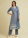 NAVY BLUE HAKOBA KURTA SET