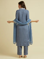 NAVY BLUE HAKOBA KURTA SET