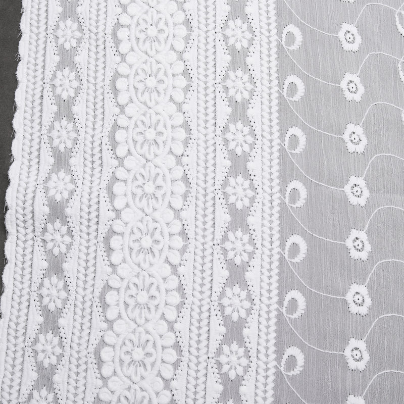Okra Embroidered White Hakoba Saree