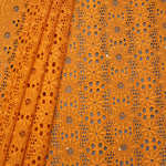 Orange Premium Cotton Schiffli Fabric