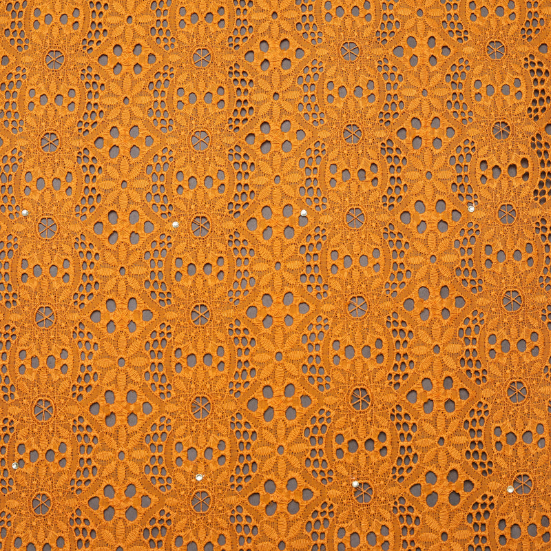 Orange Premium Cotton Schiffli Fabric