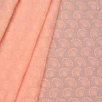 Peach Dandelions Embroidered Hakoba Fabric