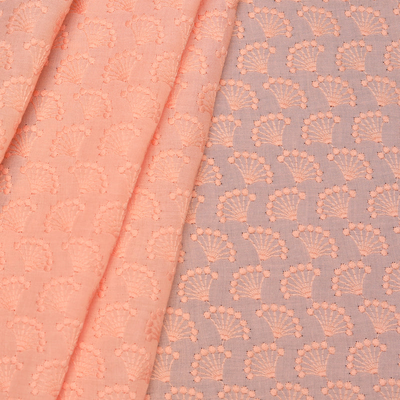 Peach Dandelions Embroidered Hakoba Fabric