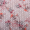 Peach Flower Printed Embroidered Georgette Hakoba Fabric