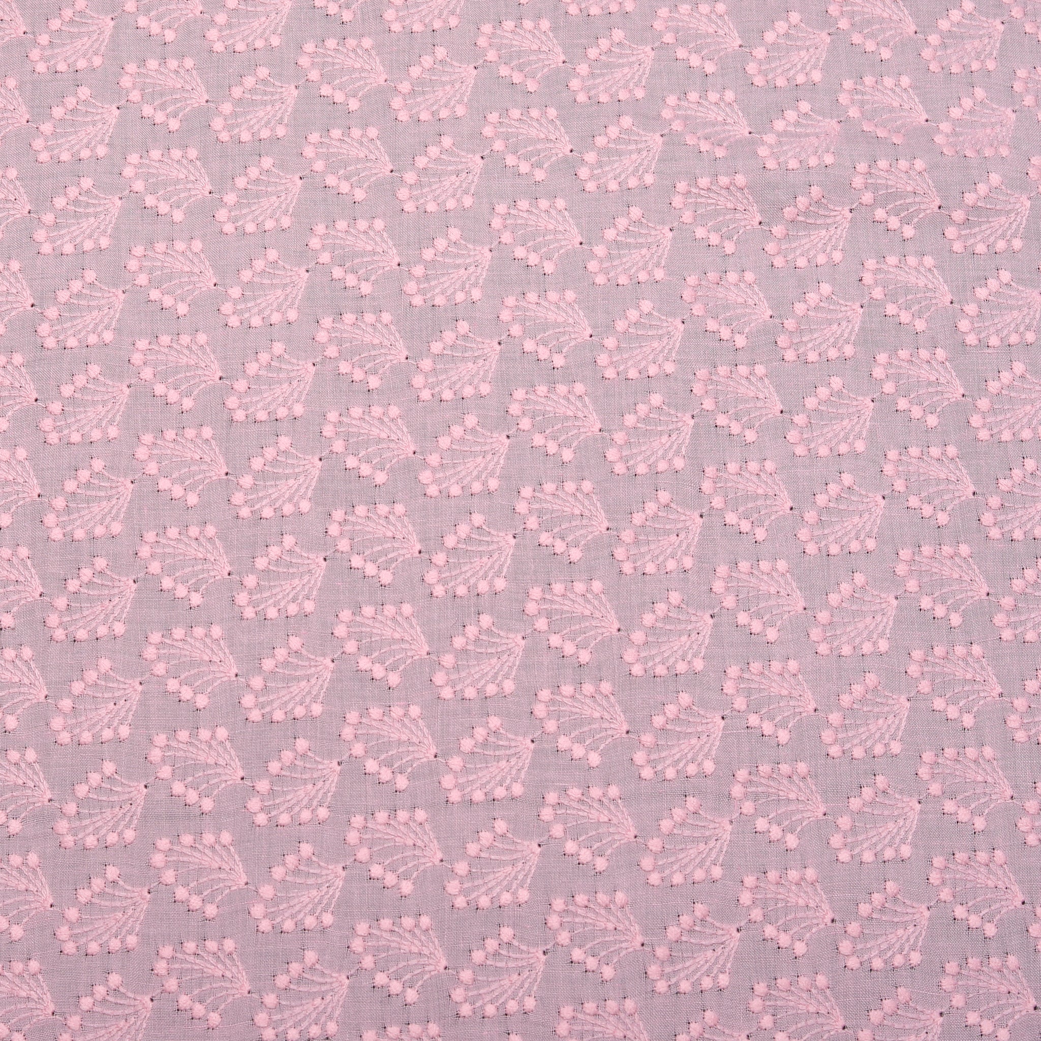 Pink Allium Embroidered Hakoba Fabric