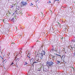 Pink Floral Abstract Cotton  Hakoba Fabric