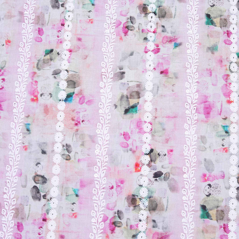 Pink Floral Abstract Hakoba Fabric