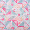 Pink Printed Triangles Embroidered Hakoba Fabric