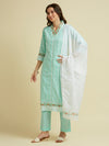 SEA GREEN HAKOBA KURTA SET