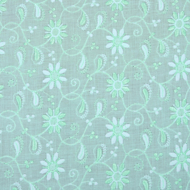 Sea Green Dual Tone Floral Hakoba Fabric
