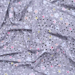 Grey Dot Tiny Floral Print Hakoba Fabric