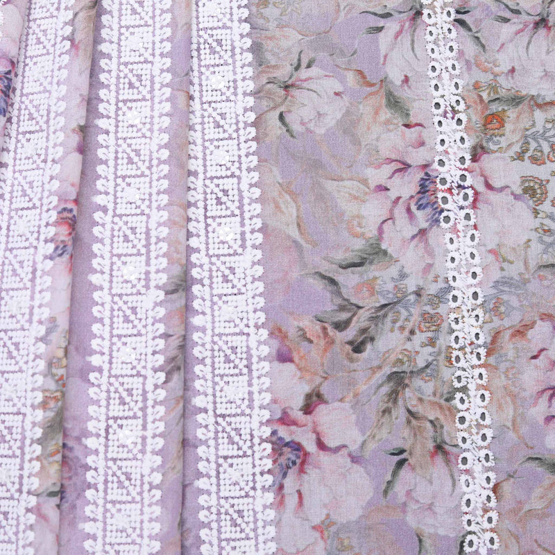 Violet Floral Abstract Hakoba Fabric