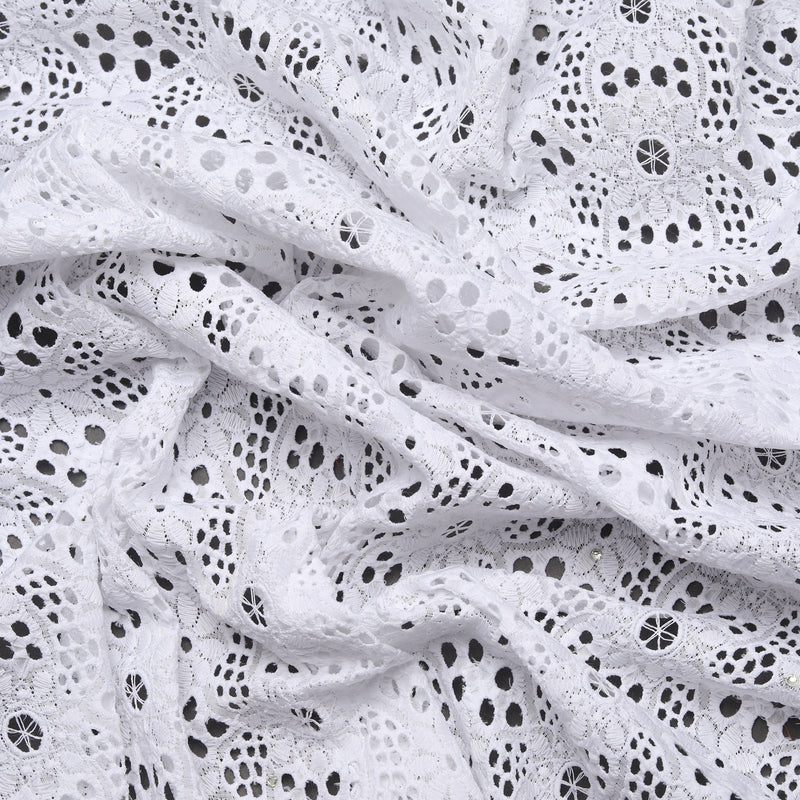 White Premium Cotton Schiffli Fabric