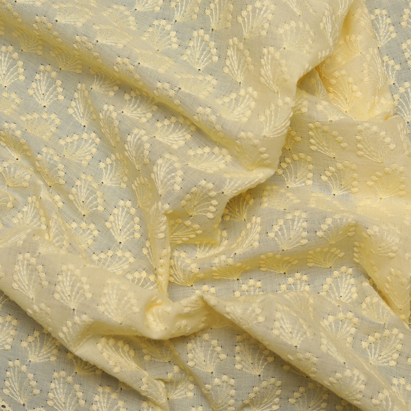 Yellow Allium Embroidered Hakoba Fabric