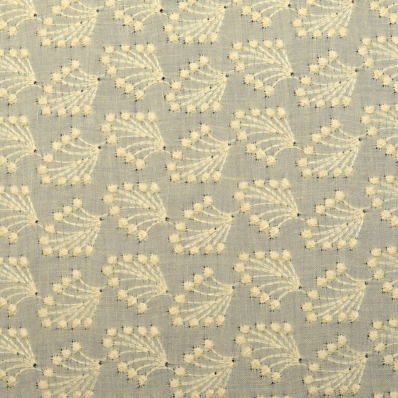Yellow Allium Embroidered Hakoba Fabric