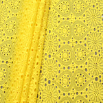 Yellow Premium Cotton Schiffli Fabric