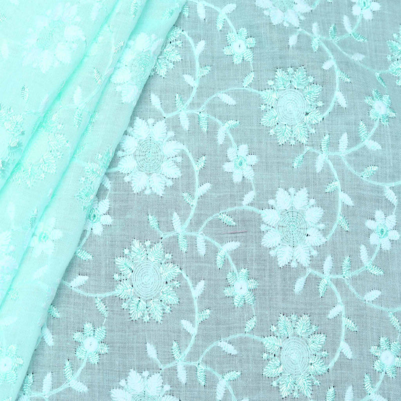 Blue Dual Tone Floral Hakoba Fabric