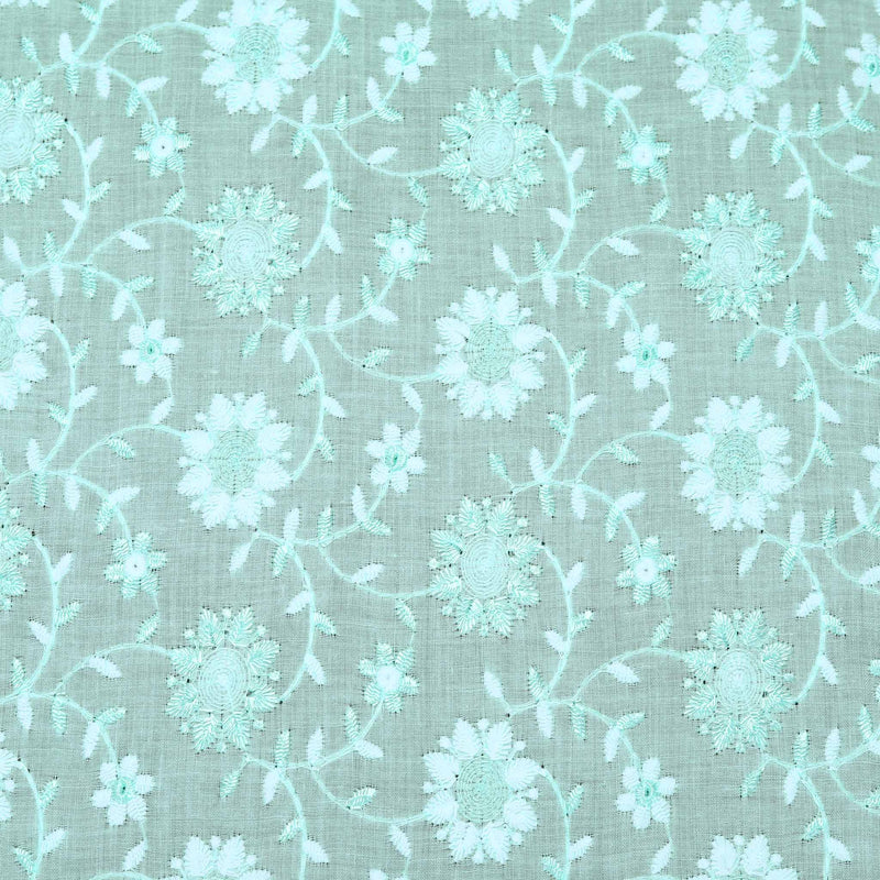 Blue Dual Tone Floral Hakoba Fabric