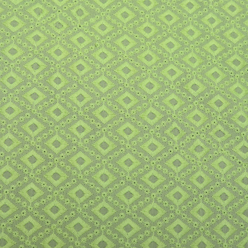 Green Diamond Embroidered Premium Cotton Fabric