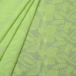 Green Petals Embroidered Premium Cotton Fabric