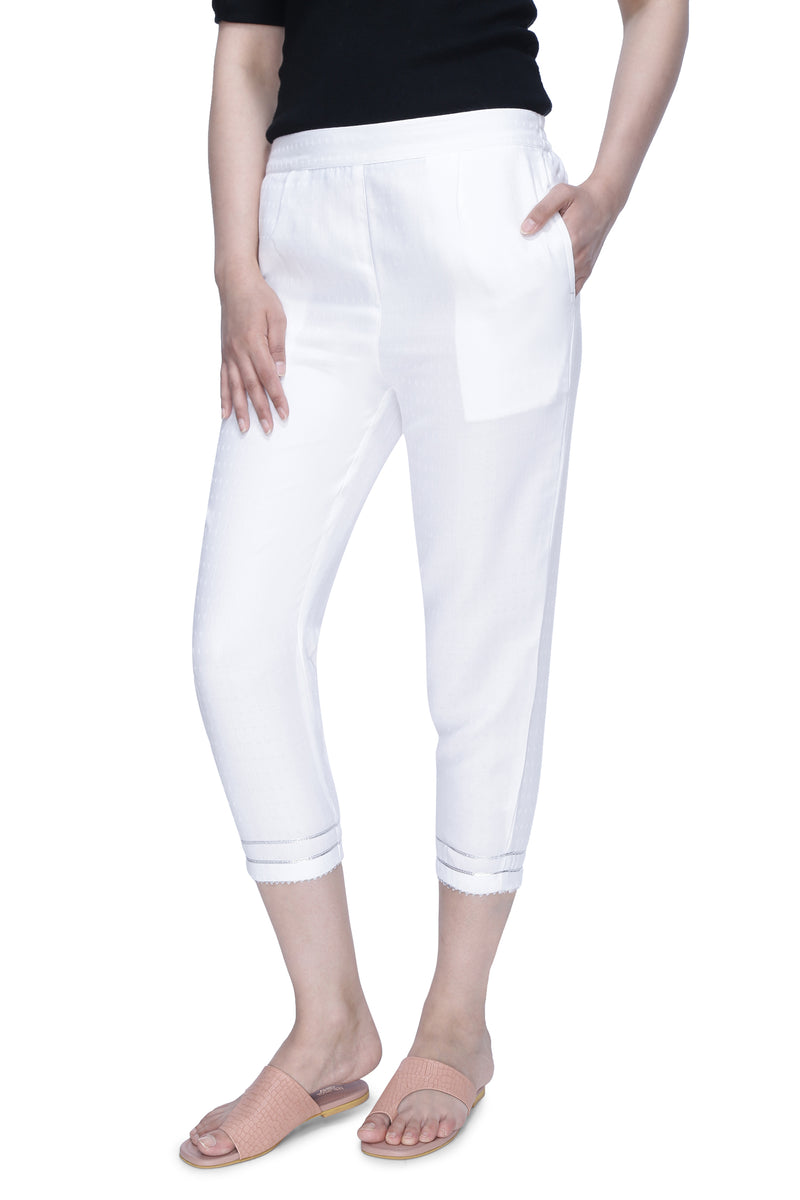 White kurta with ankle length pants