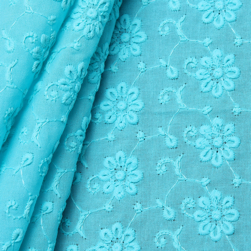 Hakoba Blue Floral Embroidered Fabric