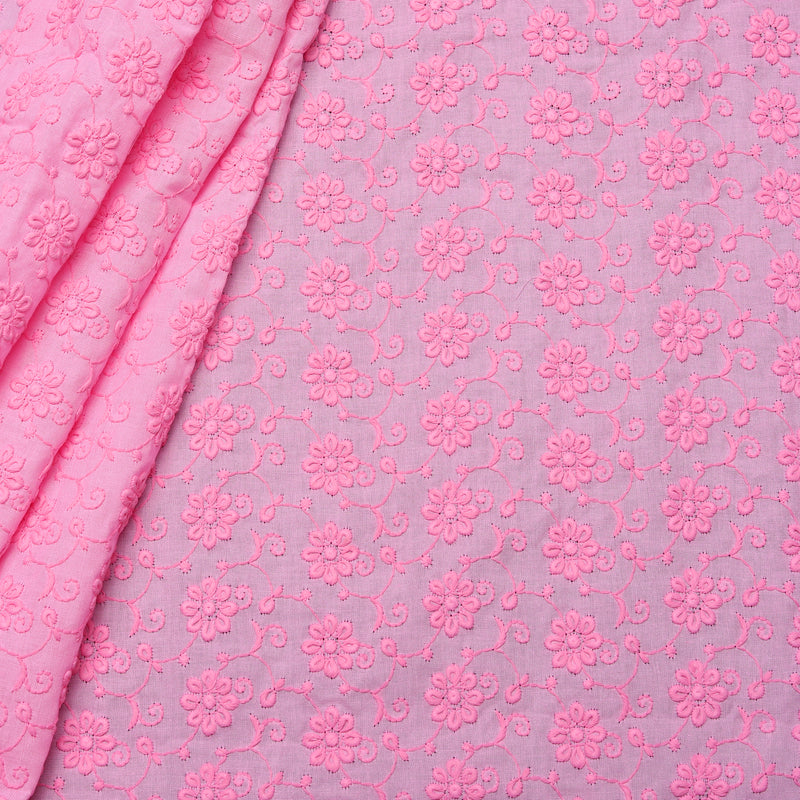 Hakoba Pink Floral Embroidered Fabric