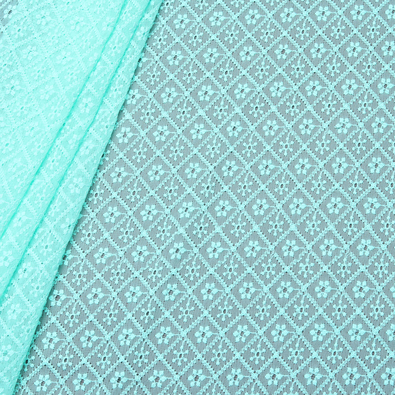 Hakoba Turquoise Georgette Embroidered Fabric