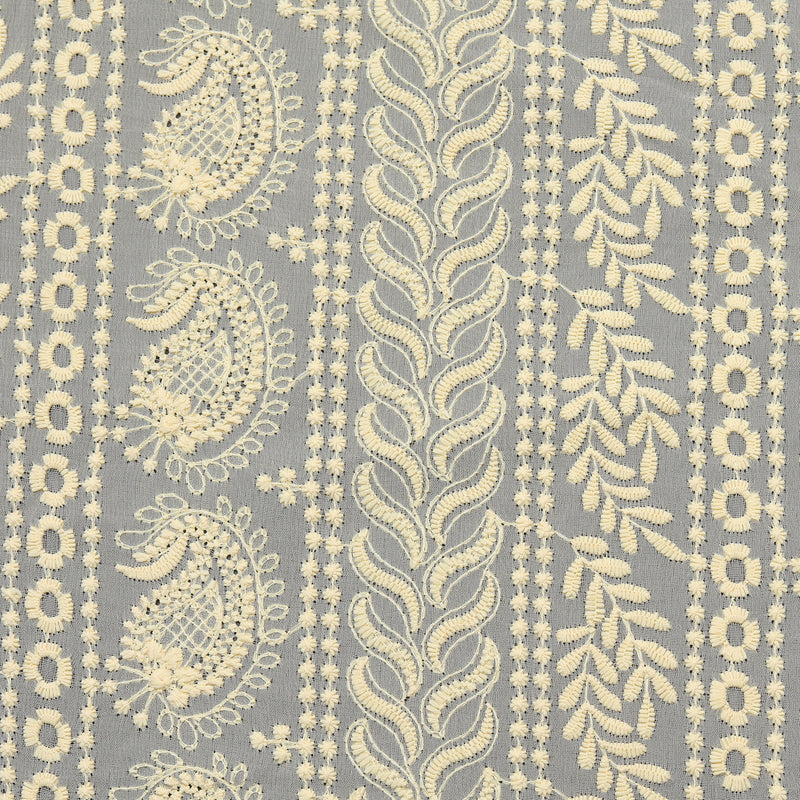 Hakoba Yellow Georgette Embroidered Fabric