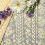 Hakoba Yellow Georgette Embroidered Fabric