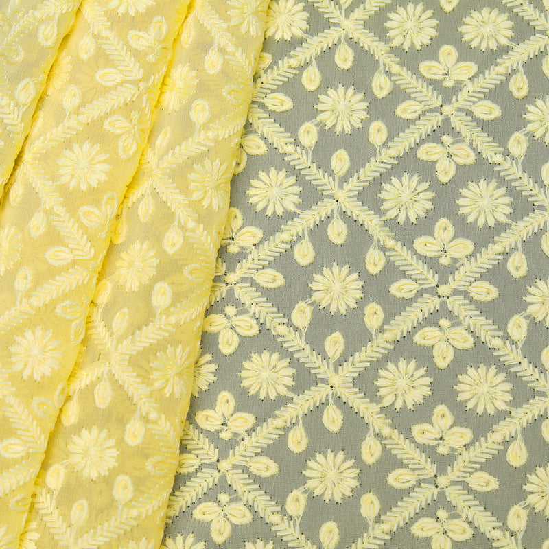 Jaal Yellow Georgette Fabric